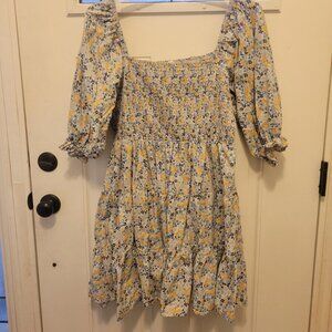 Arula Floral Smocked Mini Dress in Sunny Honey B